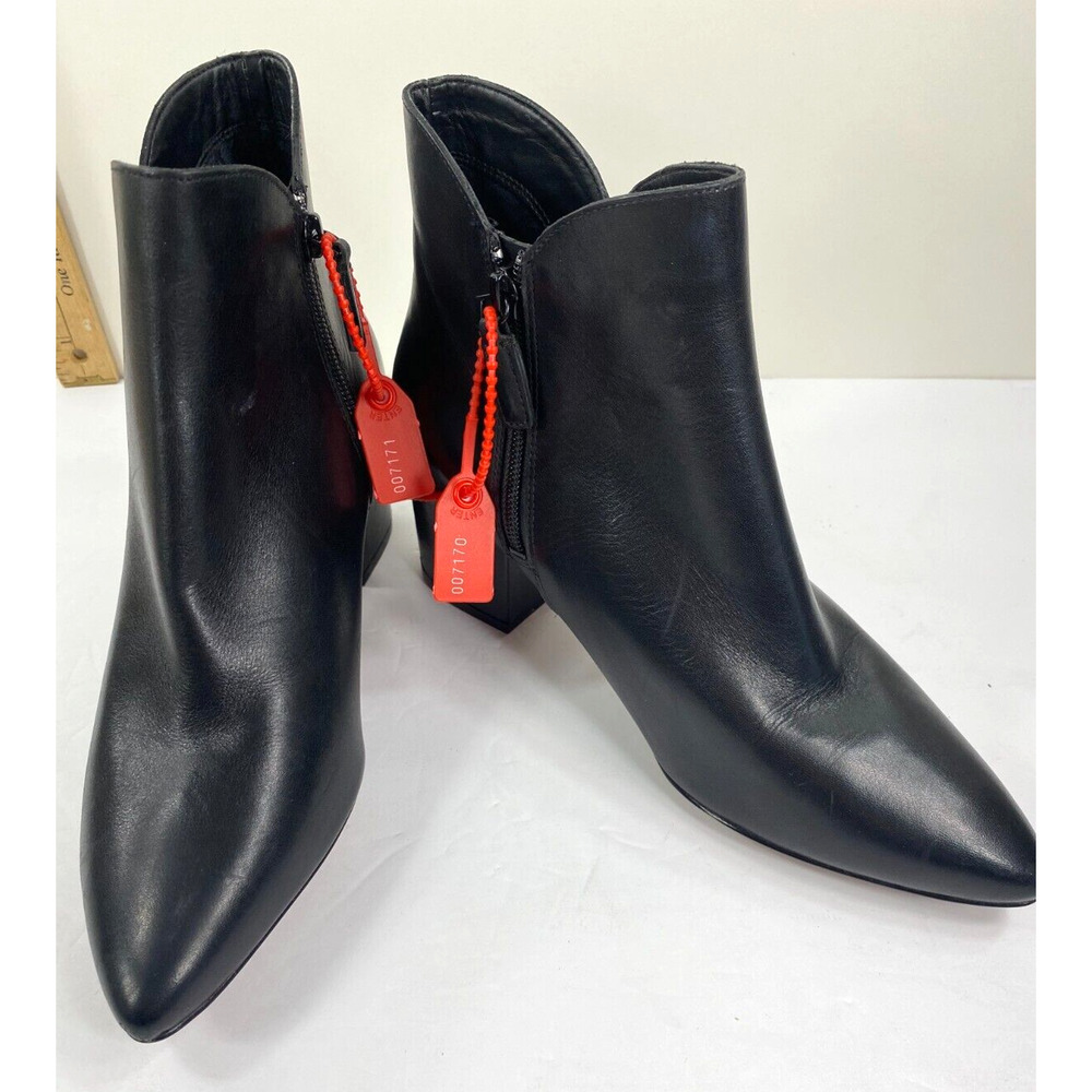 Cole Haan Bleack Leather Pointy Toe Block Heel Bootie Size 8B NWOB